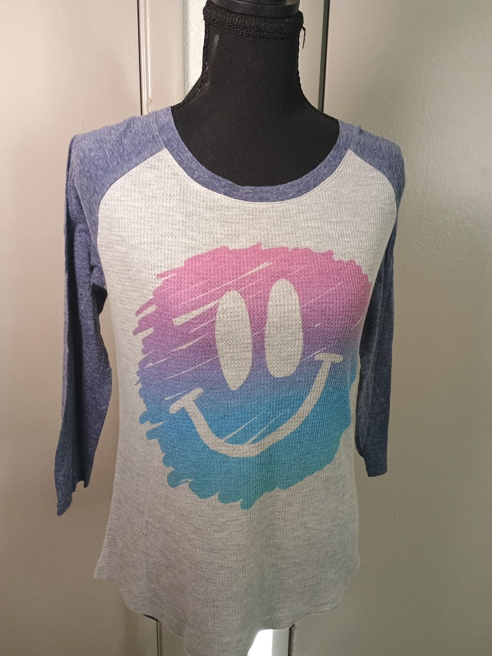 Penelope Wildberry Color Block Long Sleeve Top Blue & White Size 14